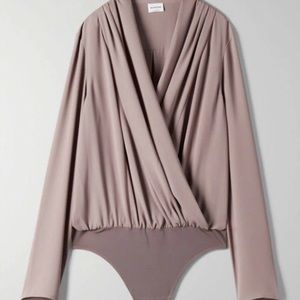 Aritzia Babaton Ambrose Bodysuit Shadow Mauve